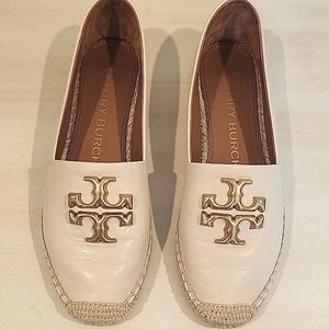 Tory Burch Eleanor Cream Espadrilles with Signature Logo